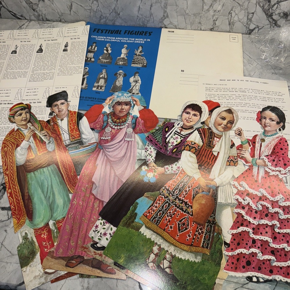Festival Figures Mediterranean Set Paper Dolls Holiday Dress UNICEF